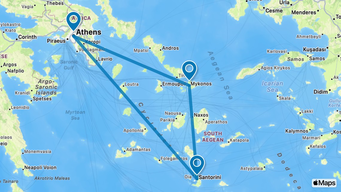 Trip itinerary map
