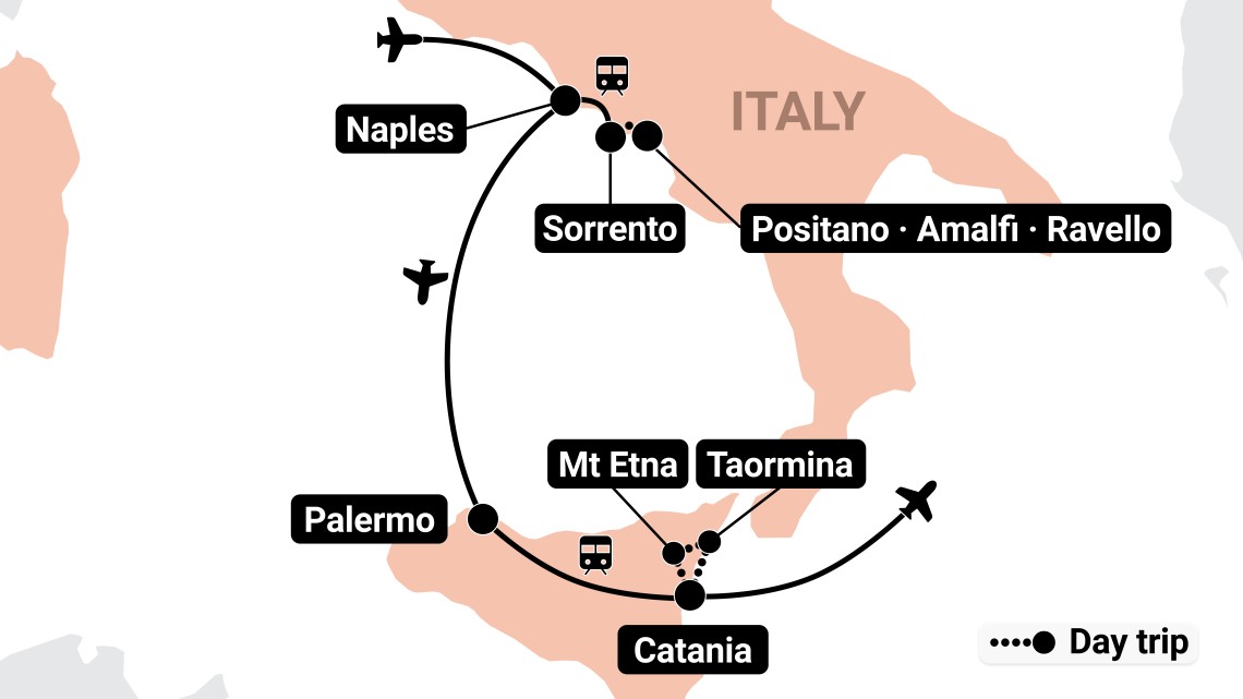 Trip itinerary map