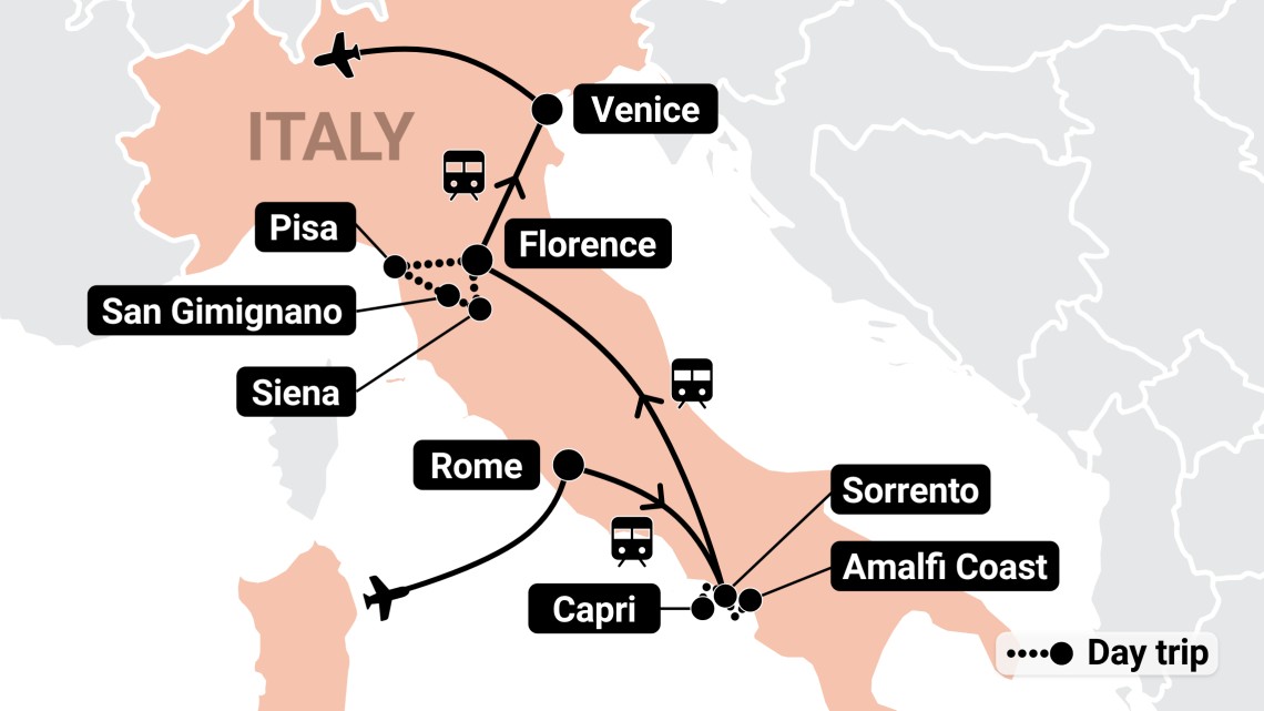 Trip itinerary map